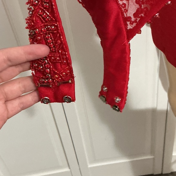 Sherri Hill Red Beaded Halter Mini Dress - Picture 9 of 13